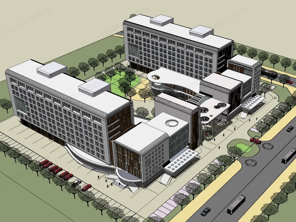 Raw SketchUp 3D model uploaded to FastRender for AI rendering